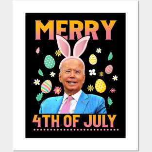 Funny Bunny Joe Biden 4th Of July Happy Easter Day Posters and Art